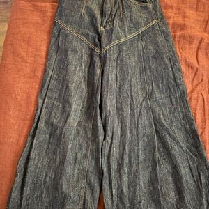 Pilcro Blue Denim Jeans with Orange Stitching